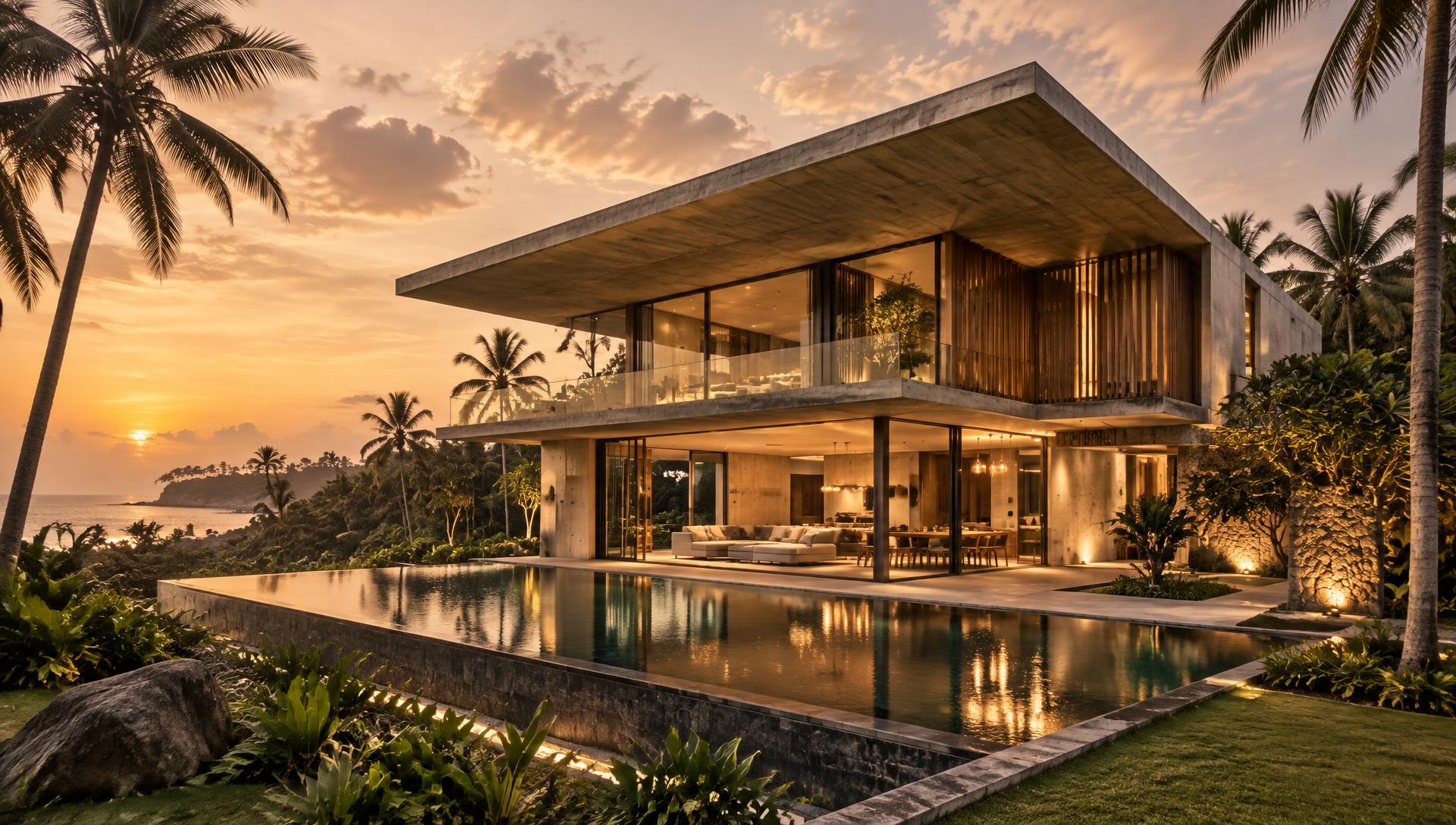 Contemporary tropical home overlooking the ocean